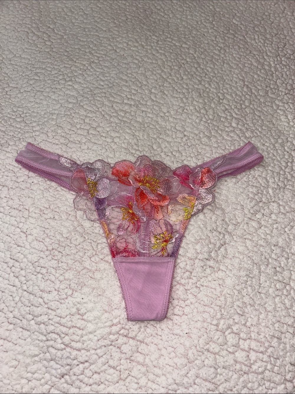 Victoria's Secret Pink Lavender Floral Lace Thong